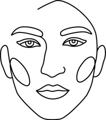 Line Art Female Portrait for Skin Care Design. 