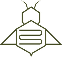 Line art of a geometric honey bee drawing