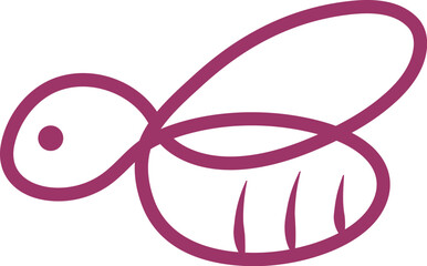 One Line Insect Drawing, abstract Bee Outline. 
