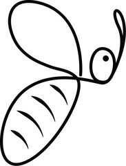  Single line art of a bee drawing. 