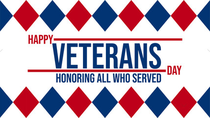 Fototapeta premium Simple yet bold Happy Veterans Day banner illustration on white background, designed for commemorative campaigns