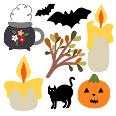 vector illustration set of halloween icons