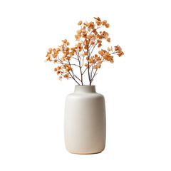 Cream vase with dried tan blossoms