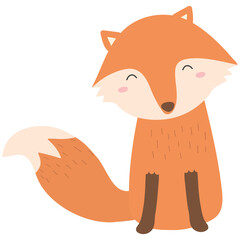 Cartoon Orange Fox Sitting with Closed Eyes on a Transparent Background Animal Character Illustration Cute Design Playful Art Style Tail And Fur