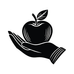 3d illustration of hand holding an apple isolated on white background, a symbol of health, nutrition, and generosity