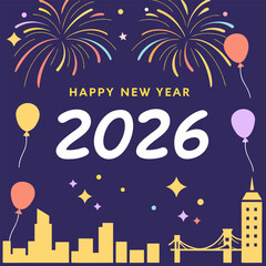 Naklejka premium Happy New Year 2026 Celebration New Design