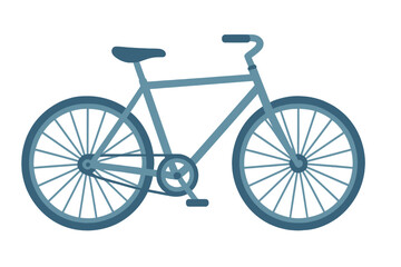 Simple blue bicycle isolated on a white background, flat design style graphic