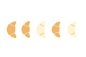 Stylized row of five croissants in golden brown and cream colors for bakery menu design