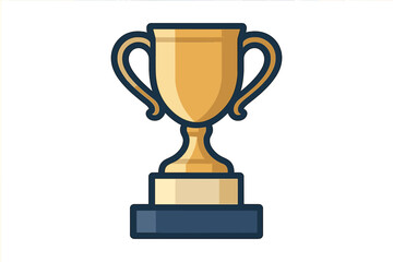 Shiny golden trophy cup icon on a pedestal symbolizing victory and success
