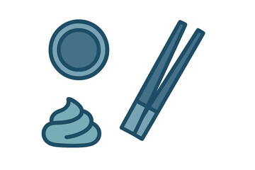 Chopsticks wasabi paste and dipping sauce bowl for Asian cuisine dining set