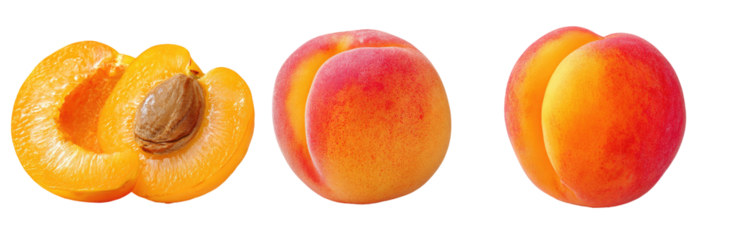 Three sliced apricots, whole and halved