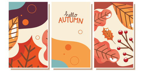 Beautiful autumn themed graphics featuring leaves and berries for seasonal designs isolated on transparent background