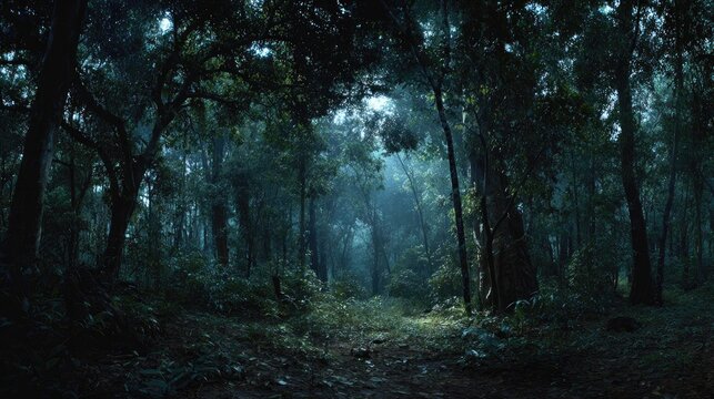Moonlit Swietenia mahogany forest Silver Serenity