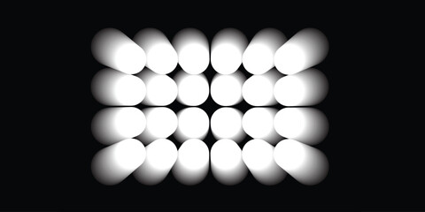 Abstract grid of glowing light bulbs against a dark void visual abstract art isolated on transparent background