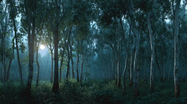 Moonlit Teak forest Silver Serenity