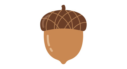 Illustration of a single acorn with a brown cap and tan body, isolated on white.