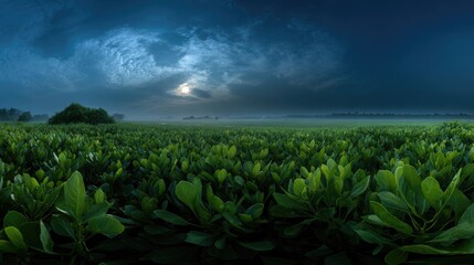 Moonlit Water spinach field Silver Serenity