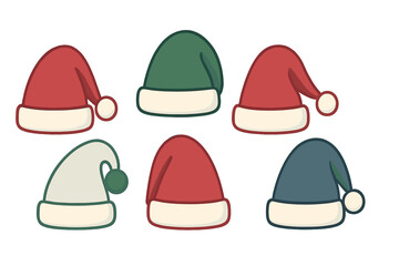 Six festive Christmas hats collection in traditional and unique colors