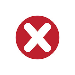 Red cross wrong icon isolated