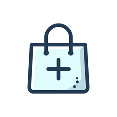 Obraz premium Minimalist shopping bag icon with a plus sign, symbolizing online shopping and convenience