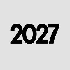 Bold black sans-serif font numeral 2027 displayed horizontally on a light gray background year future