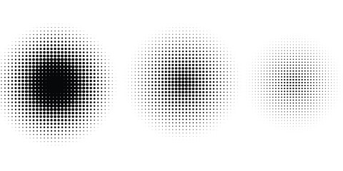Halftone gradient. Dotted gradient, smooth dots spraying and halftones dot background seamless horizontal geometric pattern vector template set. unique dots modern circles