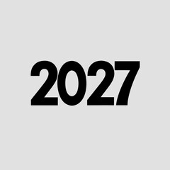 Bold black 2027 text centered on a light gray background Keywords: 2027, year, future, bold, text, number, typography, graphic, design, clean, simple, modern, contemporary, announcement, date