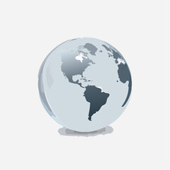 Fototapeta premium Illustration of a globe showing the Americas, with a light blue color scheme.