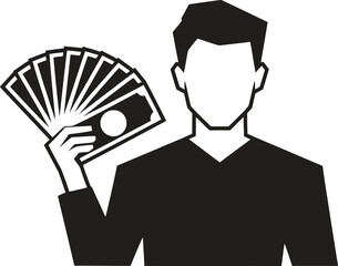 Man holding a fan of money in his hand