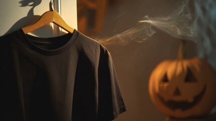 T-shirt mockup, Halloween and autumn, AI-generated