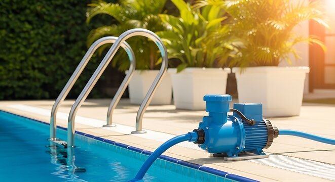 Blue pool pump and ladder blue pump pool ladder