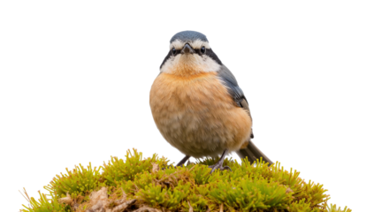 Eurasian nuthatch portrait with detailed plumage against a dark background  captured in studio