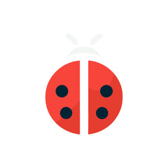 Vibrant ladybug illustration with a bright red shell and distinct black spots, symbolizing nature