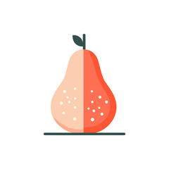 Vibrant pear illustration showcasing half ripe and half overripe fruit with a simple background