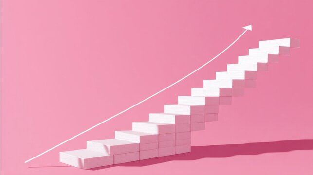 A stack of white rectangular blocks arranged in an ascending staircase pattern with five levels on the left and four lar