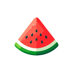 Vibrant watermelon slice showcasing juicy red flesh and black seeds against a clean background