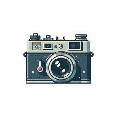 Vintage camera illustration showcasing detailed mechanics and design, ideal for photography themes