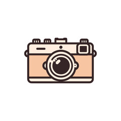 Vintage camera illustration with a classic design, set against a minimalist background