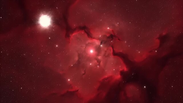 Red cosmic nebula starfield - Powered by Adobe