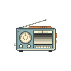 Vintage radio with analog dial and antenna, set against a plain background, evoking nostalgia