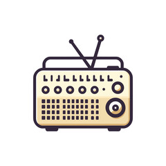 Vintage radio with antennas, showcasing retro design, placed on a minimalist background