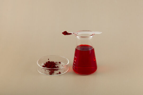 Azo dye powder or Food Red. 17 Food additive E129. Allura Red AC often coloring additive in fruits soft drinks