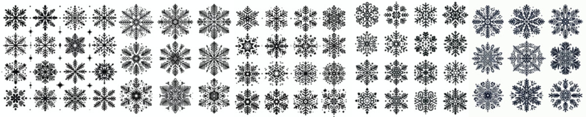  Vector set of simple snowflake images