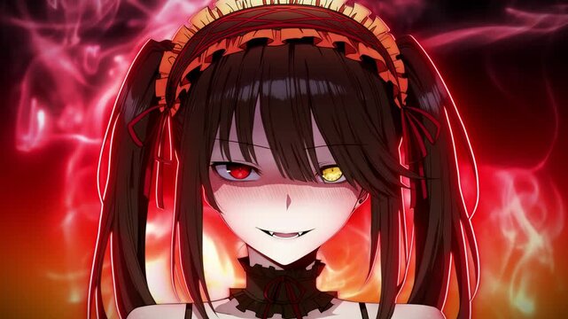 Anime girl against a background of smoke, animated anime wallpaper for PC