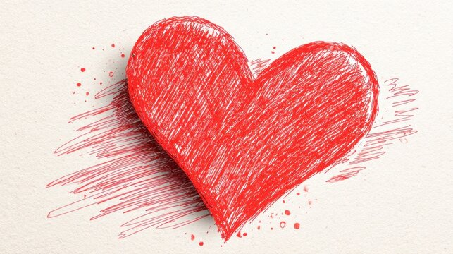 Red heart illustration on white background symbol of love and affection