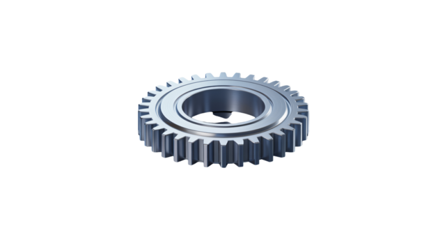 Shiny, metallic gear isolated on black, symbolizing industry, engineering, and precision in a modern design, ideal for tech and business projects. - Powered by Adobe