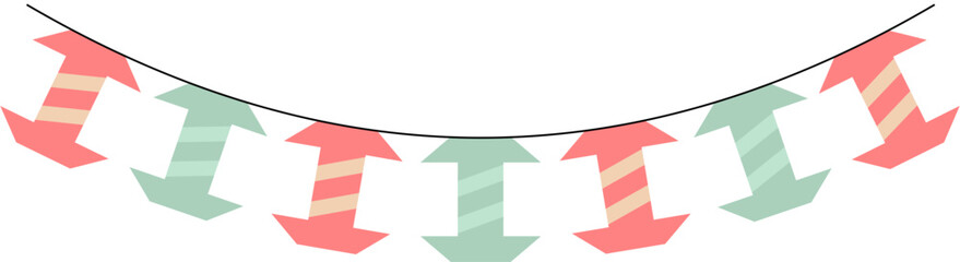 Decorative party garland with a festive pattern of hanging arrows