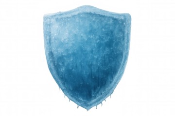 Ice shield protecting from cold and dangers, a frozen defense barrier with transparent background