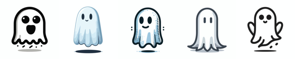  Vector set of ghost images on a white background