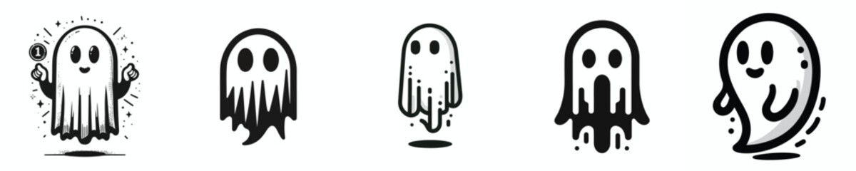  Vector set of ghost images on a white background